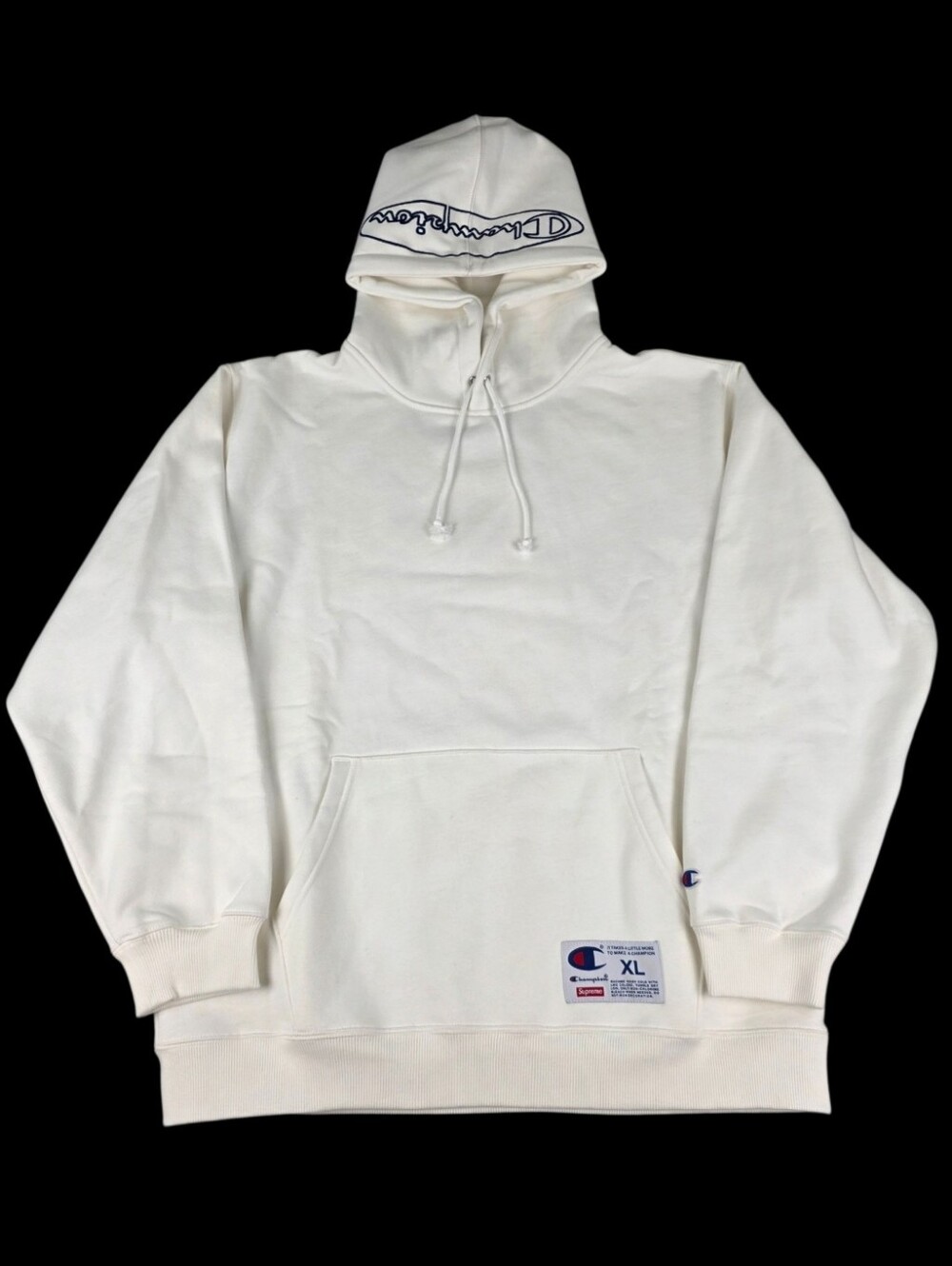 Supreme x Champion Hooded Sweatshirt Men's Size XL White W/ COA